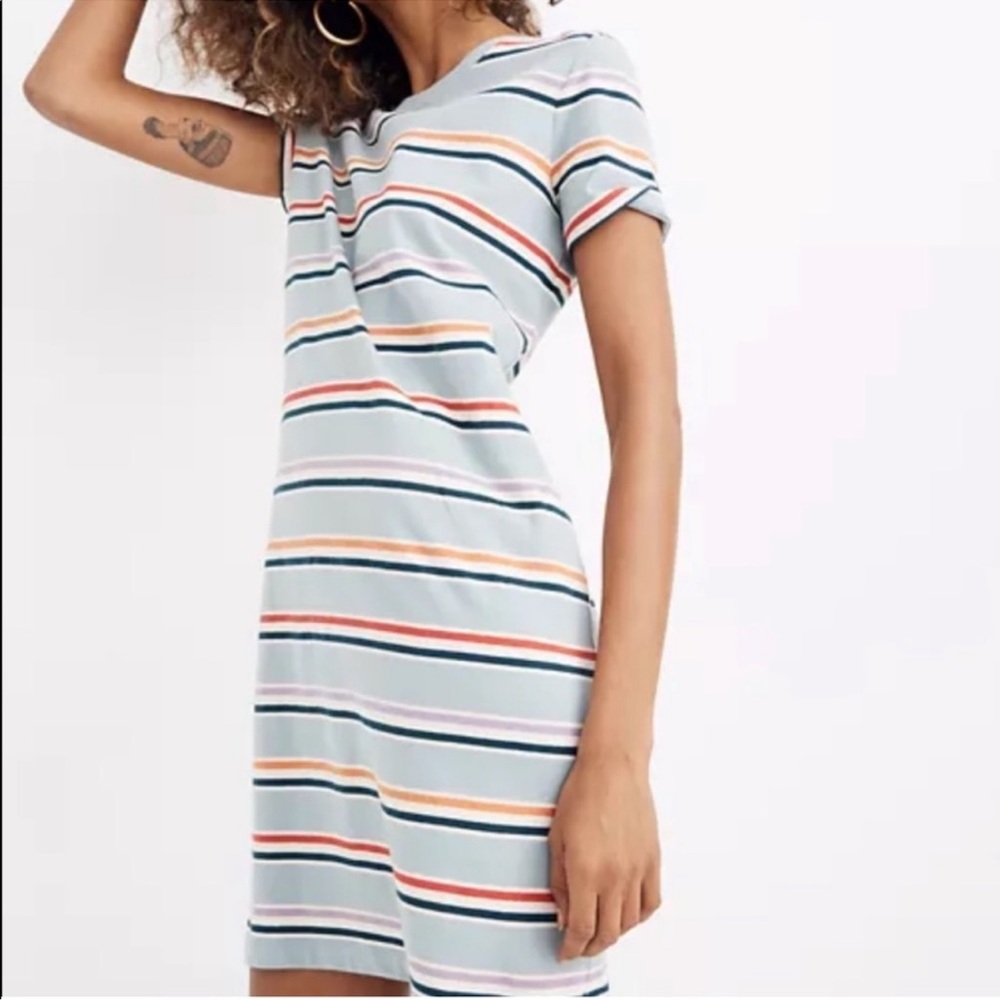 Madewell Women’s Tee Dress in Alchester Stripe Size Small